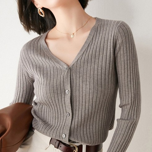 [쿠팡] 슬림가디건 여성 라인 여름 오피스 캐주얼 클래식 숏 포멀 골지