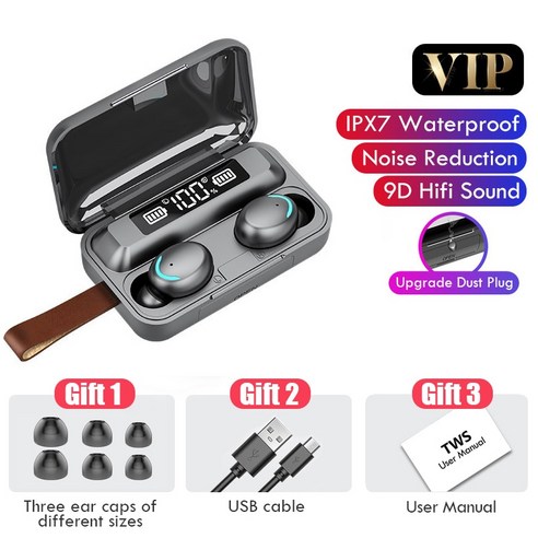 [XIG] Tws 블루투스 5.0 이어폰 2200Mah 충전 박스 무선 헤드폰 9D 스테레오 스포츠 방수 이어폰 마이크, 하나, A