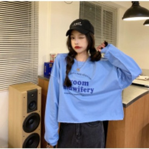 KORELAN 가을 레터링 맨투맨 긴팔 여 루즈핏 맨투맨