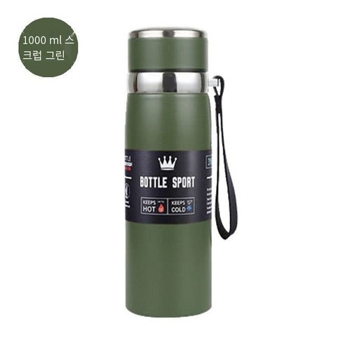스테인리스 보온병 대용량 남성과 여성 성인 비즈니스 컵 보온병 컵 차 컵 사무실 홈, 1000 Ml 젖빛 녹색, 하나