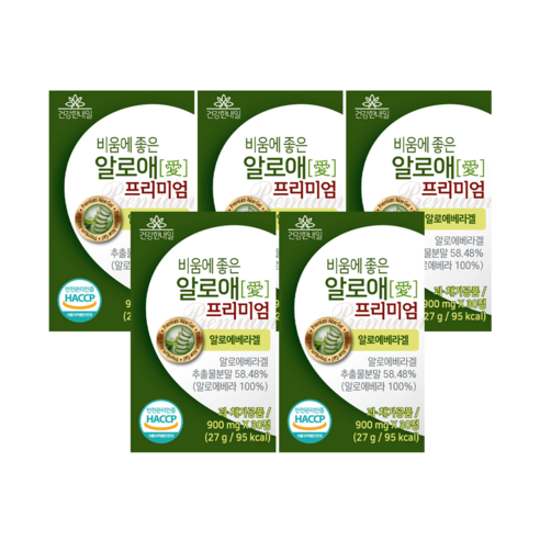 비움에좋은알로애 프리미엄 알로에베라겔, 30정, 5개