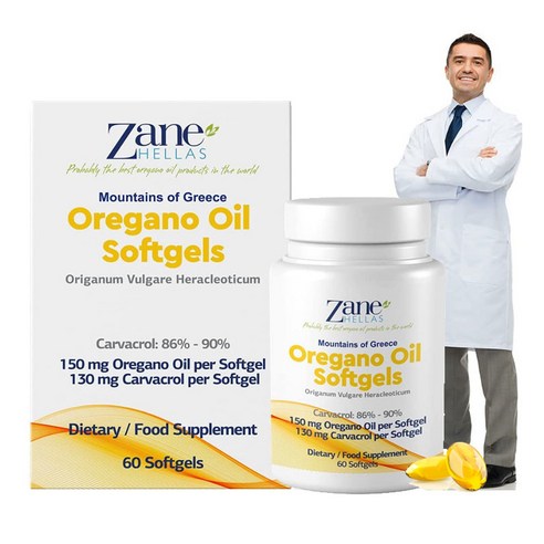 Zane Hellas 그리스 오레가노 오일 30% 캡슐 60정 (카바크롤 86~90%) 천연항생제, 항산화효과, 제인 헬라스