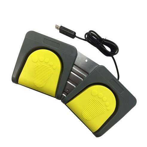 Ursmart 더블 발 페달 게임 FS2016_USB2 PC USB 풋 페달, 옐로우 페달 그레이베이스