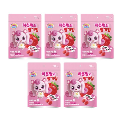 알쏭달쏭 캐치티니핑 동결건조 하츄핑 딸기칩 생과일칩 키즈 간식, 5개, 12g