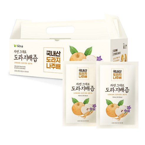 자연식품 자연 그대로 도라지배즙 100ml 60팩, 60개