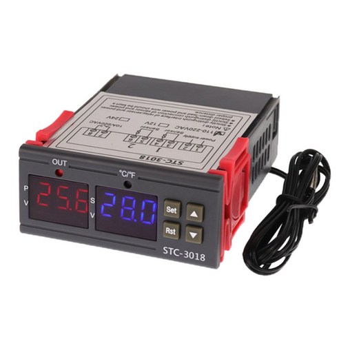 Ursmart 디지털 디스플레이 센서 온도 컨트롤러 레귤레이터 12V 24V -220V, 회색, 플라스틱 전자 부품