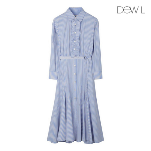 듀엘 벨티드 스트라이프 셔츠 원피스 BL L241PSE014