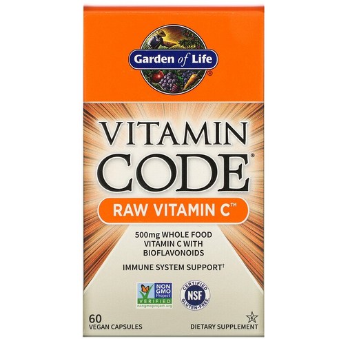 Garden of Life 비타민 코드 로우 비타민 C 500mg 비건 캡슐, 60개입, 1개
