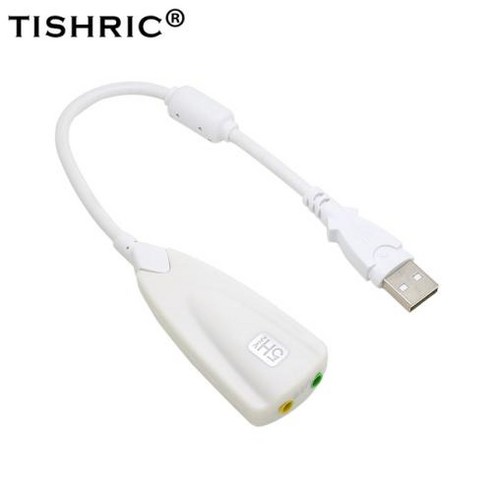 컴퓨터PC TISHRIC 외장형 USB 2.0 5HV2 7.1 채널 사운드 카드 어댑터 스피커 용 3.5mm 인터페이스 포함 헤드폰 컴퓨터 PC, 6) White