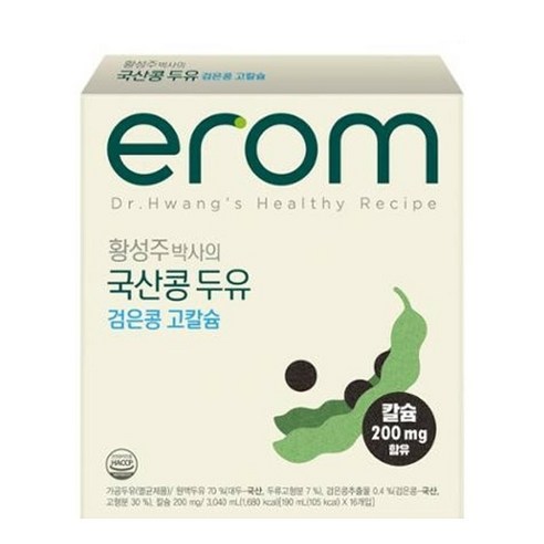 이롬 황성주 국산콩 검은콩 고칼슘 두유, 64개, 190ml