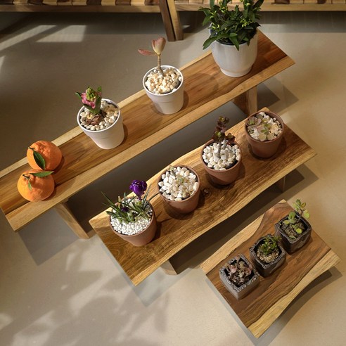 고급 우드 슬랩, 수제 티크 통 원목 화분 받침대 화분대