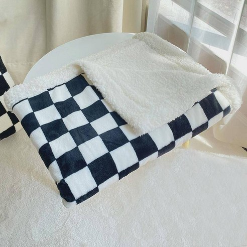 가을 겨울 따뜻하고 두꺼운 코랄이 있는 애완 담요 고양이 담요 젖먹이 고양이 전용 작은 이불 고양이 둥지 매트, 라지(70x100cm), 블랙체크(화이트플리스), 1개 반려동물이불