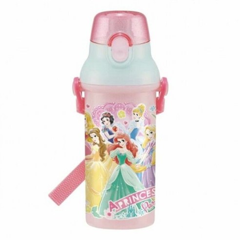 릴팡 아동용 프린세스 앵커 블링블링 원터치 어깨끈 물통, 로얄핑크, 480ml, 1개
