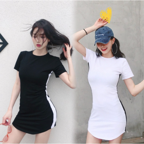 비교불가 몸매 보정핏 2P 옆라인 포인트 미니 원피스