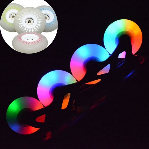 인라인 스케이트용 LED 발광 바퀴 62mm 64mm 68mm 70mm 72mm 76mm 80mm ABEC-9 베어링 및 육각렌치 포함 -8PCS, Blue, 1개