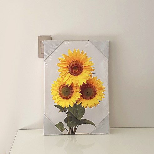 YGG 돈들어오는 그림 황금 해바라기 액자, 화이트