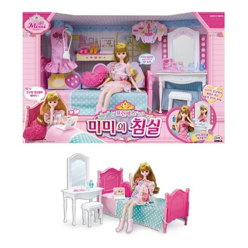 4세 여아 선물 미미 핑크 침대 화장대세트 정서놀이 실내놀이 모방 모델 표현력 생일 - 마론인형/옷 | 쿠팡