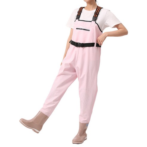 스토리원 감성 파스텔 컬러 가슴장화 낚시 해루질 장화 SH-RBT-PVC104, 240, 핑크