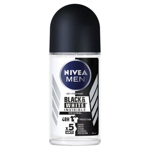 니베아 Nivea MEN 48h 맨 블랙앤화이트 데오드란트, 1개, 50ml