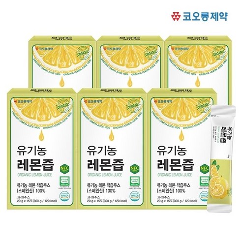 [코오롱제약] 유기농 레몬즙 15포x6박스, 300g, 6개