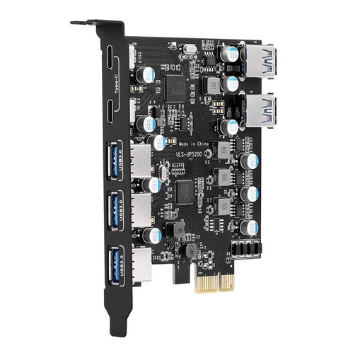 Windows Linux 확장 카드를위한 2 개의 후면 USB 3.0 포트 PCI Express 카드 데스크탑 PC를 사용하여 C (2)를 입력하는 7 포트 PCI-E, 검정, 하나