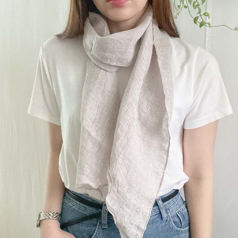 [미스블혹] 여성 여름 린넨 롱 무지 스카프 머플러