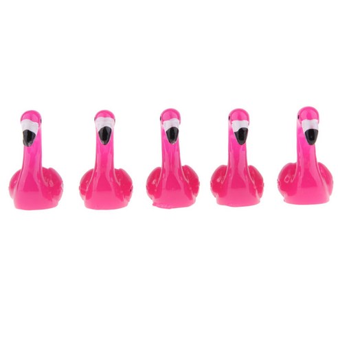 미니 수지 플라밍고 입상 인형 집 요정 정원 분재 장식 DIY의 5pcs, 레드, 3x2.9cm