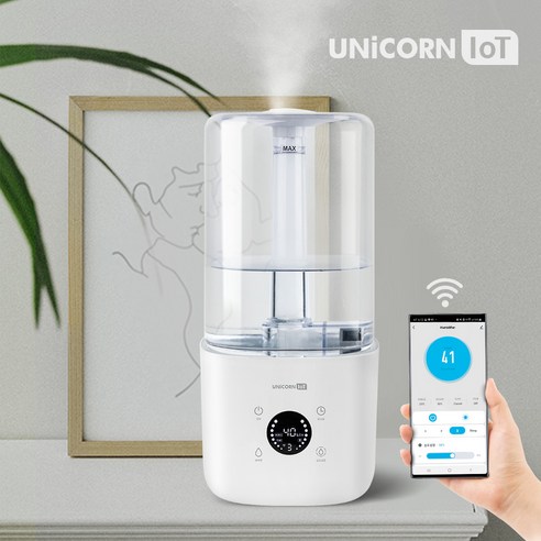 스마트폰과 연동하여 편리하게 사용할 수 있는 유니콘 대용량 스마트가습기
