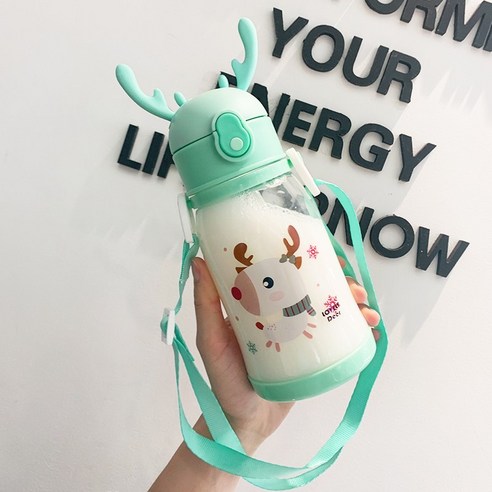 【휴대용 물병】물 컵 여자 귀여운 방울 휴대용 간단한 고온 내성 플라스틱 컵, 색깔3