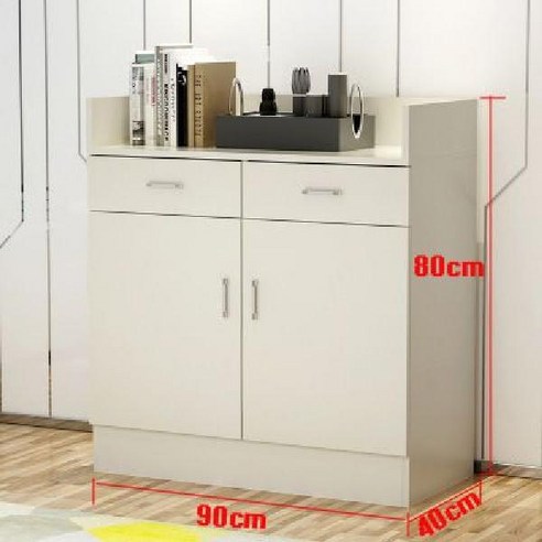 카페 셀프바 레스토랑 사무실 매장 원목 재활용 퇴식대, 3도어, 화이트 90x40x80