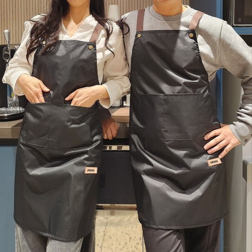 아루카 다용도 H형 방수 앞치마 공방 화방 주방, 다크블랙, 2개입
