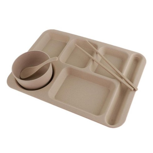플라스틱 분할 접시 용 트레이 BPA 무첨가 다이어트 식품 조절 캠핑 요리 컴팩트 서빙 플래터 저녁 식사, 베이지, PP 폴리프로필렌