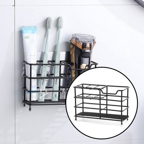 골드릭 욕실 무타공 칫솔 치약 꽂이 걸이, 1Ea, G2 6구 블랙