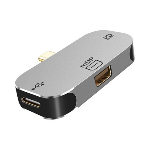 3 in1 USB 도킹 스테이션 유형-C USB C PD 충전 포트 스플리터 어댑터, MiniDP PD USB2.0A B, {"사이즈":"53.6x10mm"}, {"수건소재":"알루미늄 합금"}
