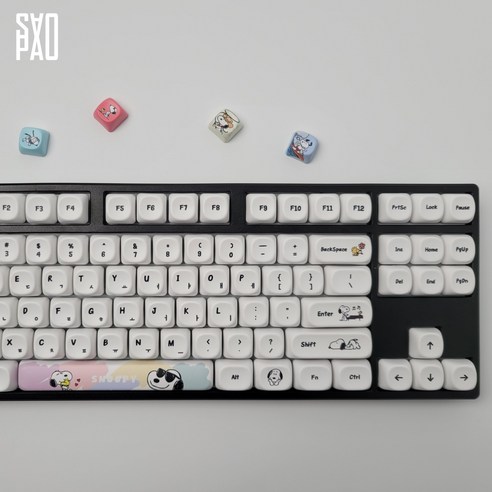 MOA 캐릭터 한글 영어 각인 키캡 PBT 염료승화 MAC키(12가지), 영어_옐로우 폼폼푸린, 옐로우, 적축