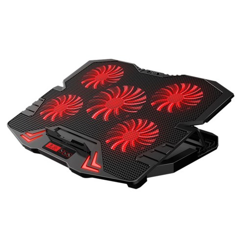 Xzante ICE COOREL 노트북 라디에이터 5 팬 조절 가능한 강풍 17 - 12인치 레드(표준 버전)에 적합, 검은 색