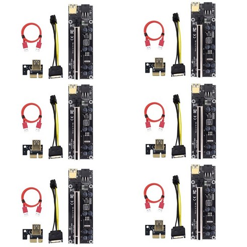 Retemporel 6Pcs PCI-E 라이저 009S 플러스 카드 PCIE PCI E 연장기 GPU X16 USB 3.0-6Pin 어댑터 케이블 비디오 마이닝(A), 1개