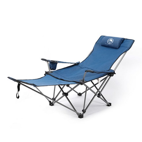 MOHEGIA 야외 접이식 의자 캠핑 휴대용 비치 벤치 안락 의자, 긴 파란색 전체 천