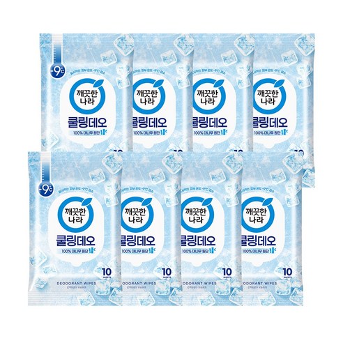 깨끗한나라 페퍼민트 쿨링 휴대용 데오티슈 10p, 66g, 8개