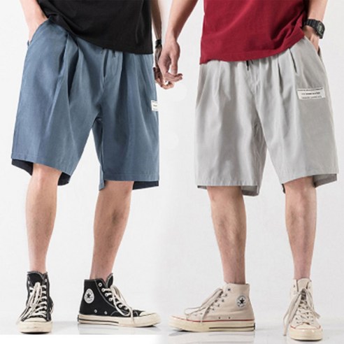 남자 반바지 밴딩 팬츠 캐주얼 여름 데일리 패션 바지 5부 점프슈트, 2XL, 블랙, 1개