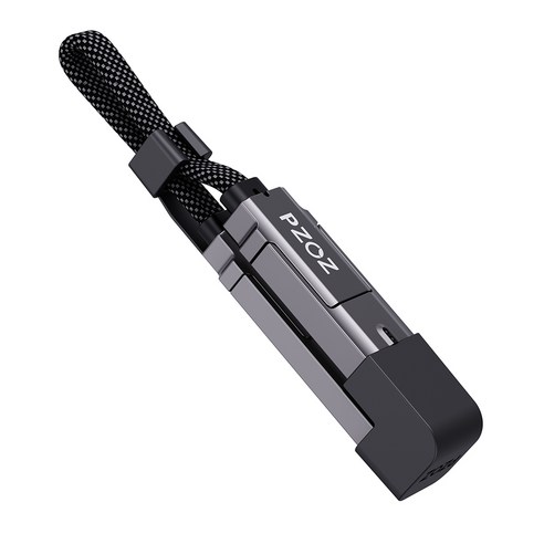 PZOZ 4 in 1 멀티 디스플레이 c to c 타입 PD 고속충전 케이블, 60W, 블랙, 0.2m, 1개