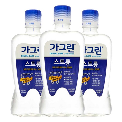 가그린 스트롱 750ml 가글 구강청결제, 3개