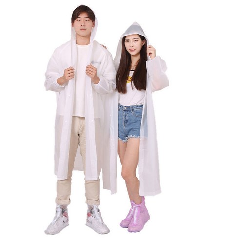 DFMEI 프린트 덧댐 우비남녀 패션 휴대용 출근 투명 덧댐 우비바지 세트입니다., DFMEI 일반 다발 우유 하얘요