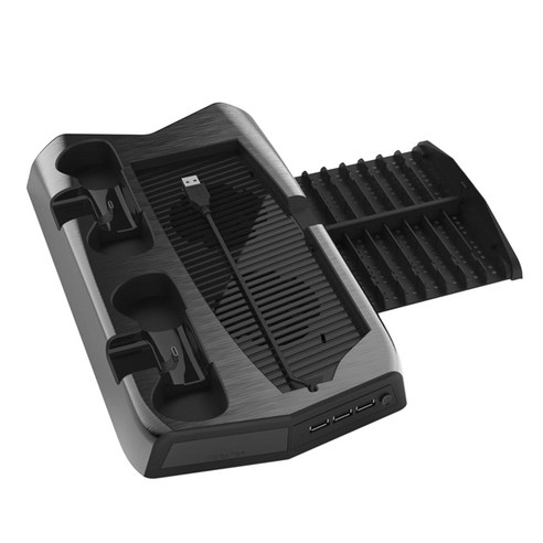 PS5가 PS5 DE / UHD에 대한 팬과 3 USB 포트 듀얼 컨트롤러 충전기 스토리지 트레이 브라켓을 냉각 스탠드베이스를 충전, 하나, 검정
