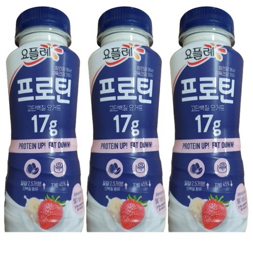 빙그레 요플레 프로틴 요구르트 드링크 딸기바나나 210ml, 요플레 프로틴 딸기바나나 210ml 3개, 3개