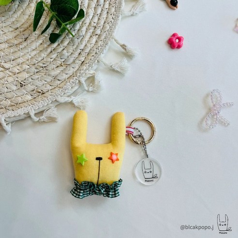 [blackpopo] 핸드메이드 토끼 인형 키링 DIY 만들기 키트 남녀공용 가성비 선물 추천, 버터엘로우, 1개
