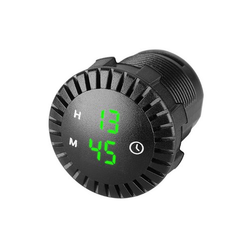 12V / 24V 자동차 보트 트럭 오토바이 터치 디지털 시계 LED 디스플레이, 녹색