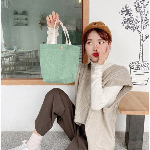 라앤드미 미니 마카롱 코듀로이 손가방 미니가방 캔버스 에코백