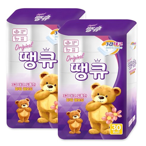 Original 땡큐 화장지 3겹 30롤 x 2팩, 14m, 2개