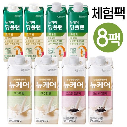 뉴케어 체험팩 2+2+2+2 구수한맛 고소한검은깨 당플랜 호두맛 곡물맛, 8개, 200ml 뉴케어구수한맛150 Best Top5